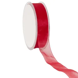 Organza Woven Edge Ribbon; Red